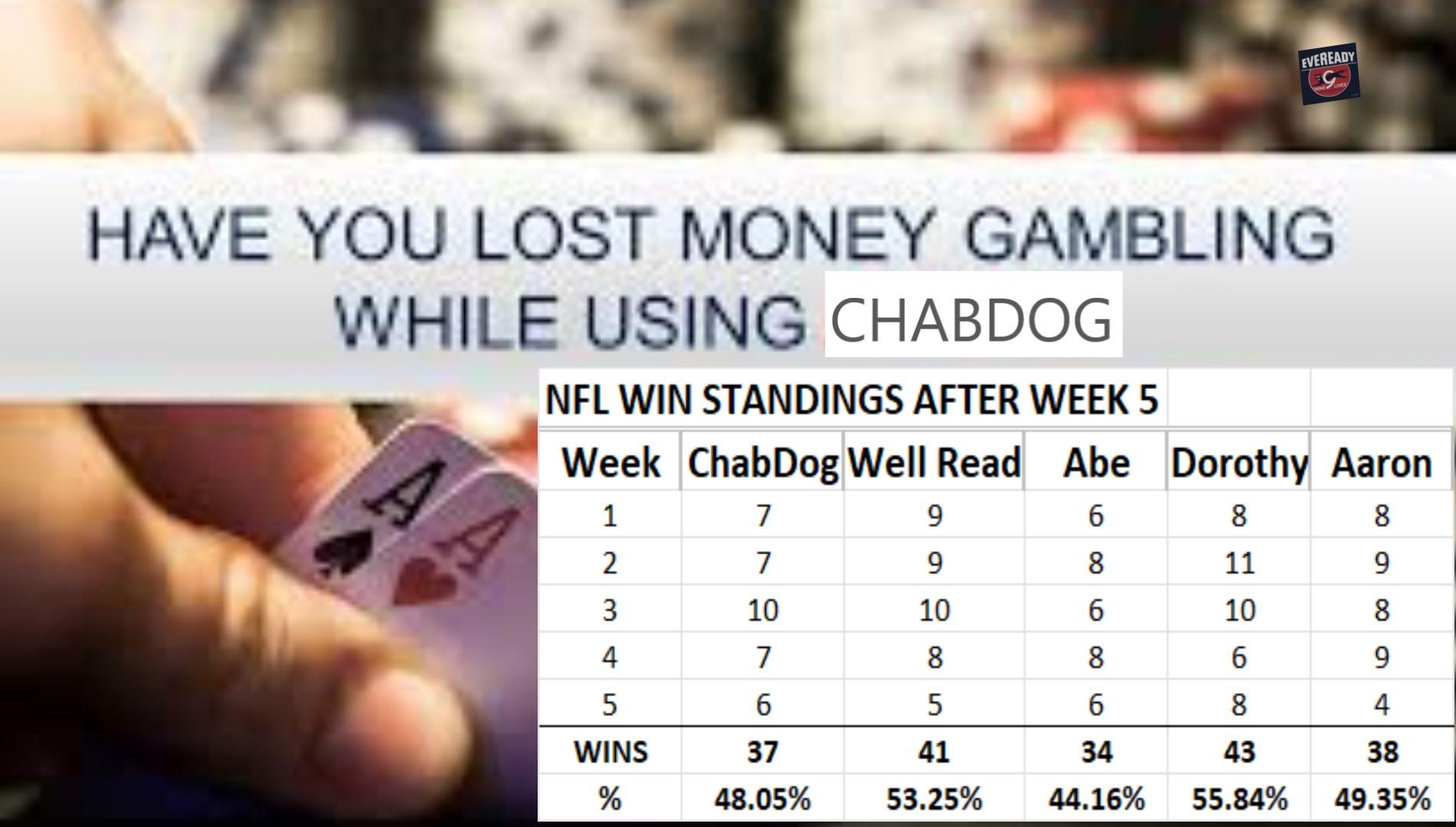 CHabDog hosts picks results NFL 5 weeks 